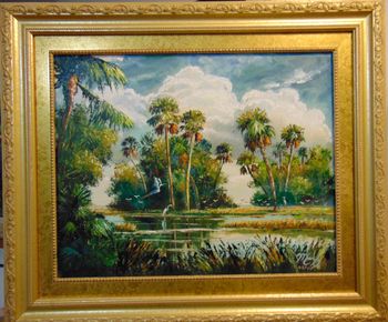 "Everglades Hammock" 16 by 20" Oil on Board July 17th 2022. Mazz painted over a 2007 painting. .ORIGNAL is AVAILABLE or You can Buy a Framed or Unframed Print Here!