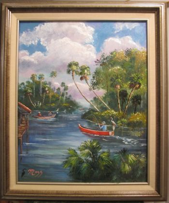 "Dorsal Fishing Post - Fish Camp, St Lucie RIver"" 16 by 20" Oil on Board, Palette knife/ brush. April 6th, 2016 (This Original is Available) You can also Buy a Framed Print Here!