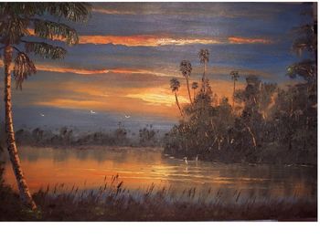 Large 24 by 36" Oil On Canvas board. Thick paint, lots of Palette Knife. (Palette knife & Brush work, painted Feb 2006)