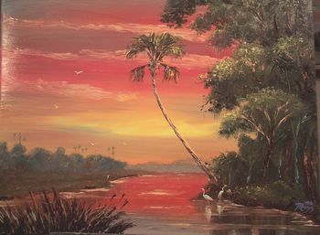 Owned by Florida Novelist Bren Yarbrough Bruhn Click Here For Bren's Romances 16 x 20" Oil on Masonite board. Palette knife & Brush. Painted October 5th, 2006
