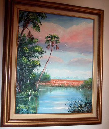 16 x 20" Oil on masonite. Lots of palette knife work. Painted September 2nd, 2006 (SOLD-Collector in Miami Shores, FL)