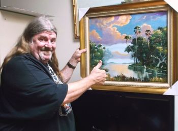 Rock Star Dave Hlubek of Molly Hatchet Band. "Nobody paints the beauty of Florida like Mazz - Love this painting!"Dave Visited the Gallery again on July 17th 2013 while on tour with www.MollyHatchet.com
Dave Hlubek's Guitar is Featured at the Rock & Roll Hall of Fame in Cleveland, Ohio. rockhall.com/exhibits/right-here--right-now/gallery/celebrity-sightings/2354/#first_content