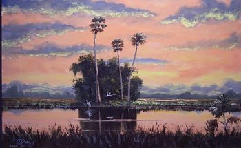 'The Glowing Savannas' 16 by 24", Oil on Masonite board, Lots of palette knife work, also brush. Painted September 16 th, 2007