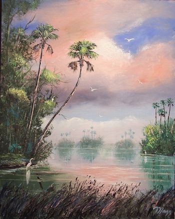 16 x 20" Oil on board. Lots of palette knife work. Painted August 10th, 2006 (SOLD-Revere Title Company in Port St. Lucie, FL)