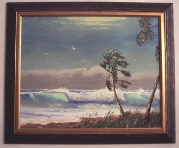 16 x 20" Oil on board. Mazz painted this beautiful seascape while receiving personal instruction from famous Florida Landscape artist, Sam Newton.