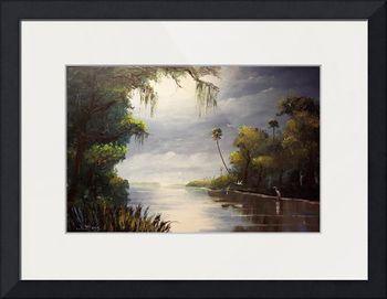 BUY FRAMED PRINTS. "Large Misty St. Lucie River" 24by36" Oil on board. June 12th, 2007 (SOLD - Collector from Tallahassee, FL) But You can Buy a Framed or Unframed Print Here!