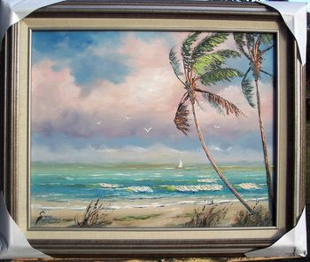 Ocean Breeze. 16 by 20" Oil on Masonite Board. Lots of palette knife with some brush. Painted Dec 21, 2006