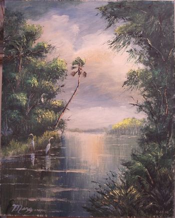 16 x 20" Oil on masonite. Lots of palette knife work. Painted August 28th, 2006 (SOLD - Private Collection of Dave Hlubek - Molly Hatchet Band) MollyHatchet.com