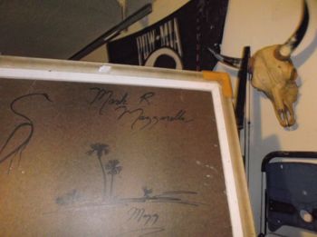 The Backside of "Florida Spring Rain" The Artist sketches a Unique design on each painting. Also signs with full name and dates it.