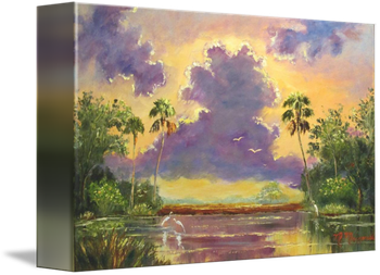 "Florida Sunshine with Purple Clouds" 16 by 24" Oil on Board. Jan 20th, 2016 (SOLD - Collector from Panama City Beach, FL) But you can also Buy a Framed Print Here!