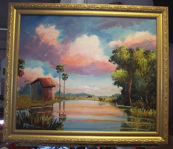 'Old Florida Cattle Ranch' 20x24" Oil on board. Painted June 9th, 2007 (SOLD - Collector in Okeechobee, Florida)
