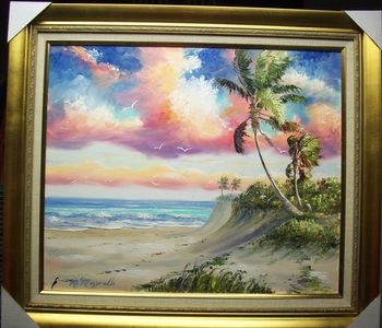 "Tropical Rio Mar Beach" 20 by 24" Oil on Masonite Board. Palette Knife & brush.Dec. 5th, 2008(SOLD - Collector from Leesburg, Florida)