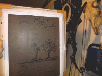 The Backside of "Florida Misty River Heron" The Artist sketches a Unique design on each painting. Also signs with full name and dates it.
