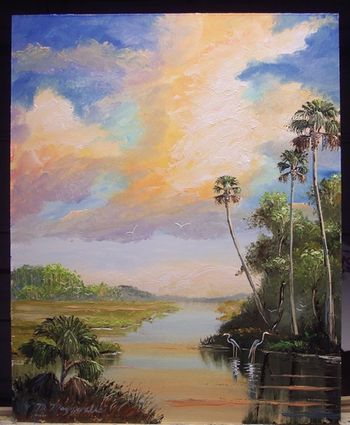 'Summertime' 16 by 20" Oil on Masonite Board. Lots of Palette knife work, plus brush. Oct 15th, 2007