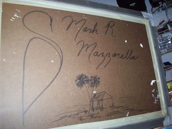 Mazz signs the back of each painting & draws in his Black Egret Logo. He sometimes draws a sketch. This is from 'Florida Misty Moss River'. Painted May 16th, 2010