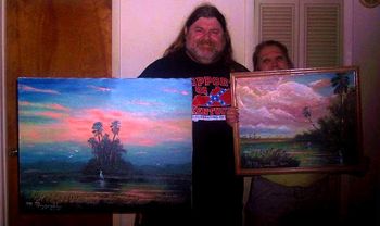 'I love the Back Country Florida fire sky scenes which Mazz creates' says Dave Hlubek, Lead Guitarist of Molly Hatchet band. ...Two more Oil Paintings from my personal collection. Seen here is Dave and his fiance Jeannie