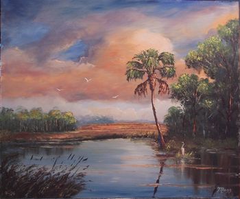 20 x 24" Oil on Masonite Board. Lots of palette knife work. Painted September 2006 (SOLD- collector in Palm Beach Shores, FL)