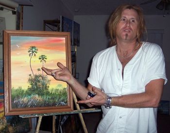 Rock Star Shawn Beamer of Molly Hatchet Band, selecting Mazz Original Oil Paintings for his collection.