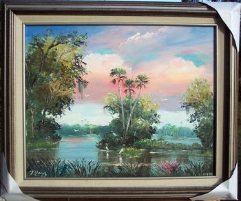 16 x 20" Oil on Masonite board. Lots of palette knife work. Painted October 1st, 2006 (SOLD - Collector from Port St. Lucie, FL)