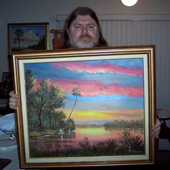 'This oil painting by Mazz reminds me of the Southern Swamps of Okeechobee or the Everglades" Dave Hlubek of Molly Hatchet band.