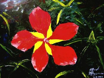 "Florida Scarlet Hibiscus" Original Palette knife Painting. 11 x 14" Acrylic paint. A Native plant of Florida and one of the most beatiful of all the hibiscus varieties This Original Art is Available to Purchase.............or you can buy a Print Here!