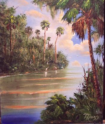 16 x 20" Oil on Canvas board. Lots of Palette Knife, also brush. (March 2006) (SOLD-Collector in Palm Beach Shores, FL)