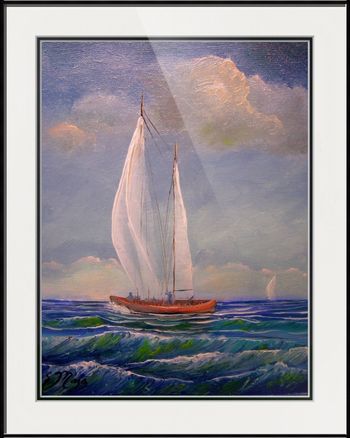 'Rough Sailing' 11 by 14" Oil on Stretched Canvas. Palette knife & brush. Jan 10th 2014. (Collector from Ft. Pierce, FL). You can still buy a Print Here!