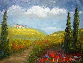 'Tuscany Italian Village' 11 by 14" 100% Palette Knife. Oil on Stretched Canvas. Jan 13th 2014.This Original Art is Available to Purchase.............or you can buy a Quality Framed Print Here!