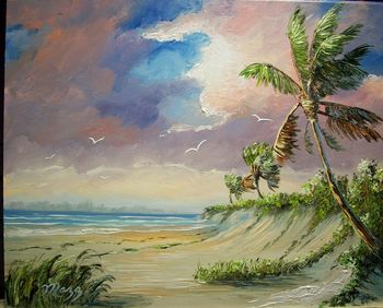 'Rio Mar' 16 by 20" Seascape Oil Painting by Mazz on Masonite Board. Palette knife & brush. Painted Jan. 16th, 2008 (SOLD - Collector from Vero Beach, FL) (Donated Money from the sale to benefit PETA) http://www.PETA.org