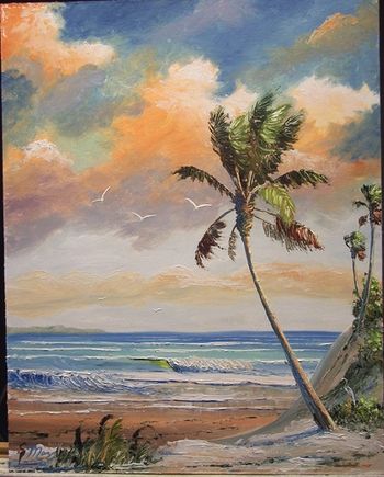 'High Bluffs' 16 by 20" Oil on Masonite board. Palette knife & brush. August 23rd, 2007 (SOLD - Collector from Palm Coast, Florida)