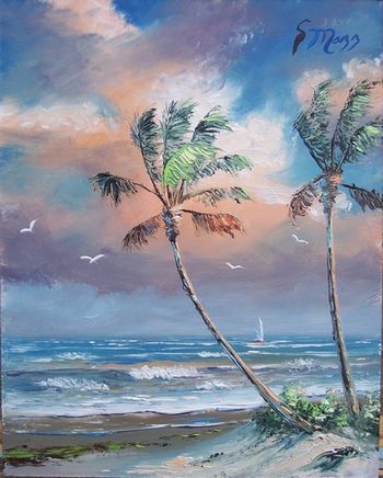 'Beach beauty'. 8 x 10", Oil on board, Lots of palette knife, March 24th, 2007 (SOLD- Collector in the Bahamas)