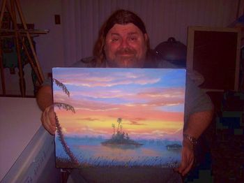 Dave Hlubek;Founder & Lead Guitarist of MOLLY HATCHET with a 'glowing Fire Sky' MAZZ ORIGINAL Oil Painting