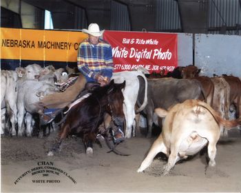 This is Peppy Lil Hotrodder. She is an own daughter ofChick N Badger x Gems FrecklesShown here with Don Ellis at the reins. Her NCHA LTE is: $31,000.00+
