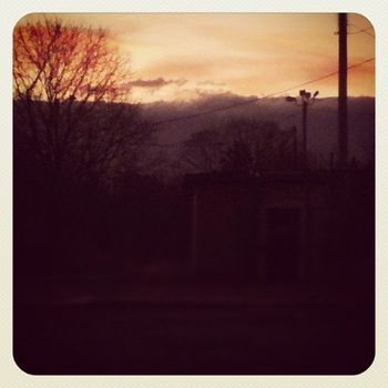 on the road one morning and it looked like mountains with smoke coming from the top. There are no mountains down in South Jerz. Thought it was really neat.