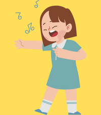 a child singing warmup exercises