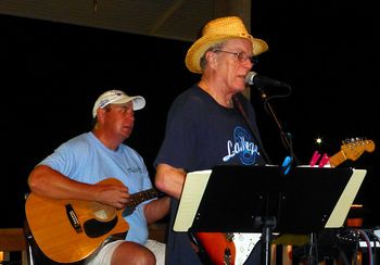 Old friend Richard Hughes joined me with some rhythm guitar on the deck at The Pond House to temporarily fill the "empty chair"..