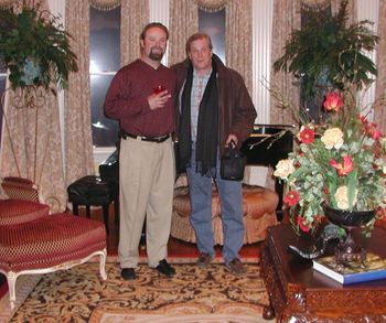 With Joey Hamilton at his house in Atlanta after playing for his birthday party. (He makes me look little)