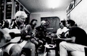 1995 Sandtripper reunion rehearsal for 1965 Dan McCarty High Class Reunion show. It was a hoot... More photos somewhere??? From left to right.. Jeff Wright, Jon Kral, Jimmy Strange, Bob Melton, Steve Chandler.