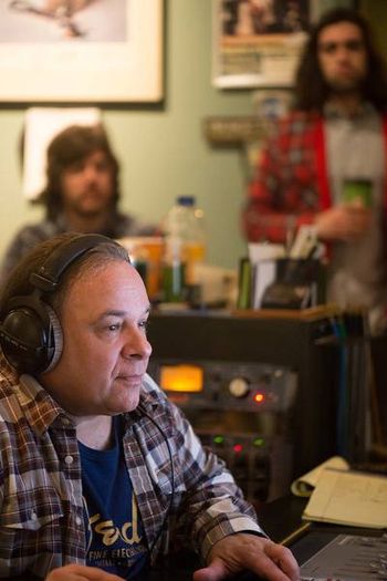 Grammy Nominated Producer Jim Salamone at the controls with Todd Mecaughey and Josh Aaron in the background.