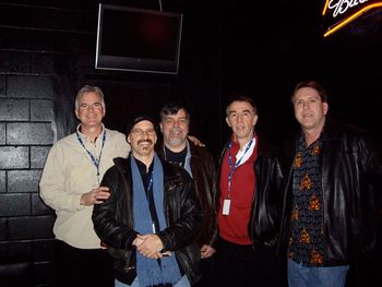 BMG before semi finals at the Double Deuce on Beale Street. Left to right: Bruce Marshall, Jeff Majeau, Dave Cournoyer, John Donahoe and Steve Wolpe.