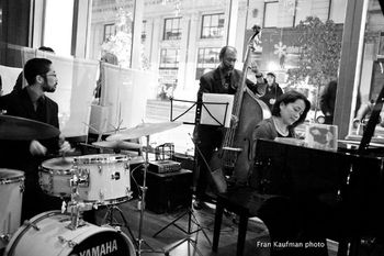 photo by fran kaufman c 2011 December 23, 2011, The Setai, NYC, USA, Marcus McLaurine (b), Shinnosuke Takahashi (ds)