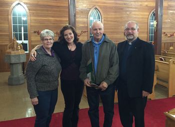 Such a special night singing at St. James' Church in Botwood. Allison's family has attended this church for generations. After the concert with Aunt Pauline, Uncle Melvin, and Rev. Larry.