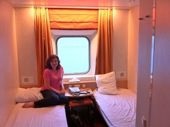Our cabin on the ferry, crossing from Argentia, Newfoundland, to North Sydney, Nova Scotia. After 25 days on the road, we're starting to head west!