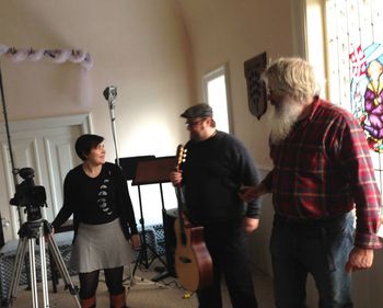 Setting up for our interview for CHCO-TV. "Artisans" features artists of types who live in or visit Charlotte Country, NB