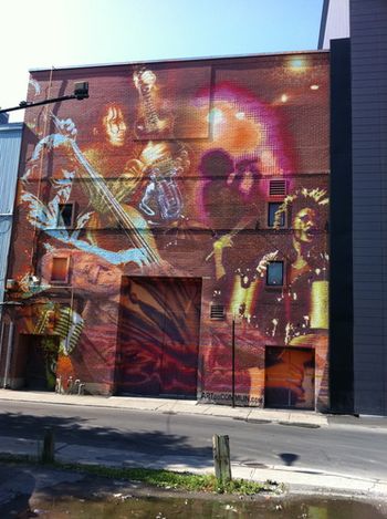 Montreal is also full of amazing murals, graffiti, and public art. This music mural was in a back alley full of amazing images.