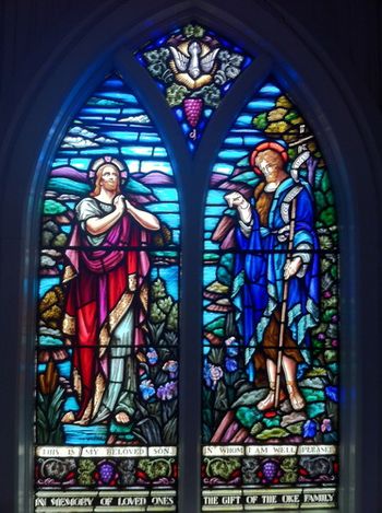 In St. Johns, NL, we sang at St. Thomas' - the church were Allison grew up! This church is filled with incredible stained glass, including this rich window of the baptism of Jesus.