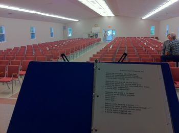 The lyric for A Divine Heart Imagined You, taken during sound check. This empty chapel was filled to capacity for the morning service!