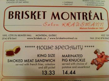Brisket Montreal - if you like meat, this is your restaurant. Gerald ordered the King Size smoked meat sandwich & Brie poutine.