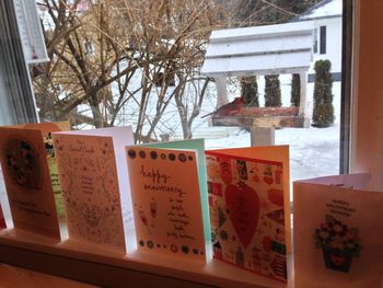 Anniversary & Valentine cards, with a special visitor at the feeder... how we decorated for the holidays ...