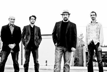 The Electromatics (l-r) Scott, Reid Doughten-gtr, Jon Liebman-harp/vocs, Derrin Stanley-drums. Northside Tavern, Atlanta 5/19/12. photo by Cat Edge